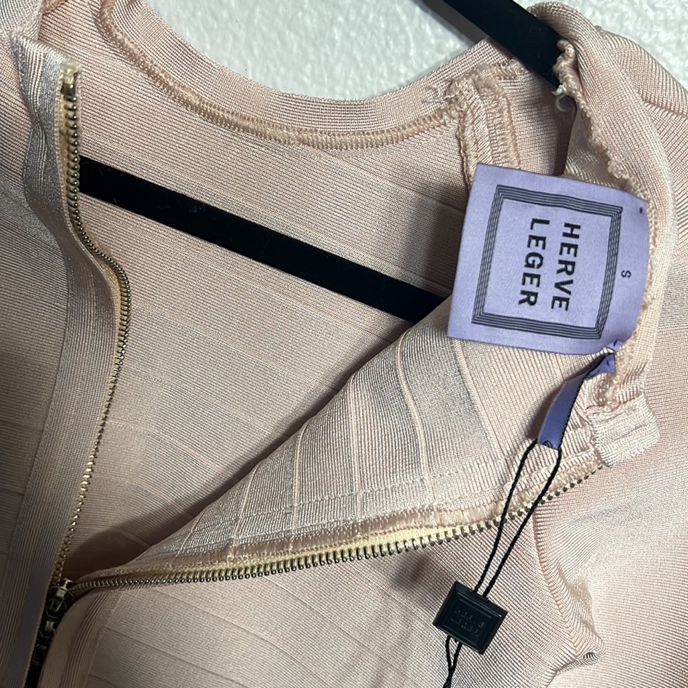 Herve Leger bandage blush pink long sleeve top size small